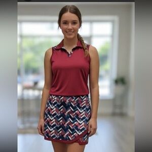 Sporty Chic IZOD Golf Set Skort Red Preppy Country Club Tennis Athleisure XS-S